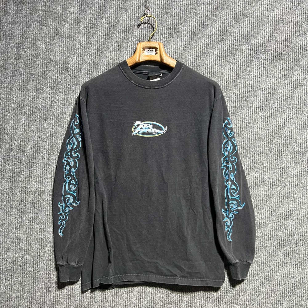 Vintage No Fear Long Sleeve Shirt Mens Small Black Tribal Y2K Skater Surf